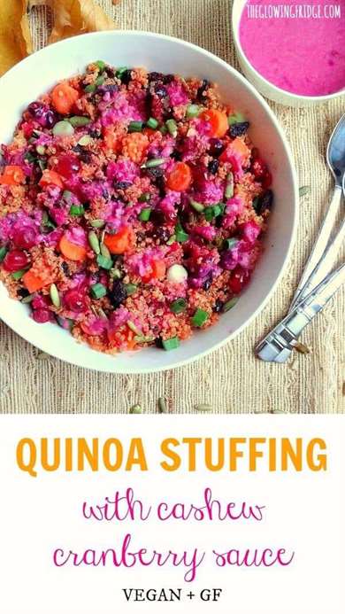 Quinoa nhồi hạt điều và sốt nam việt quất