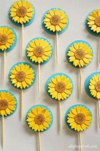 Sunflower Cupcake Toppers cho Bữa tiệc đông lạnh