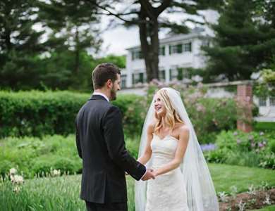 Peach and Grey Farm Wedding