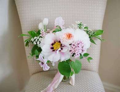 Peach and Grey Farm Wedding