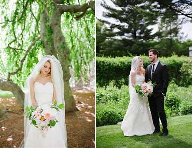 Peach and Grey Farm Wedding