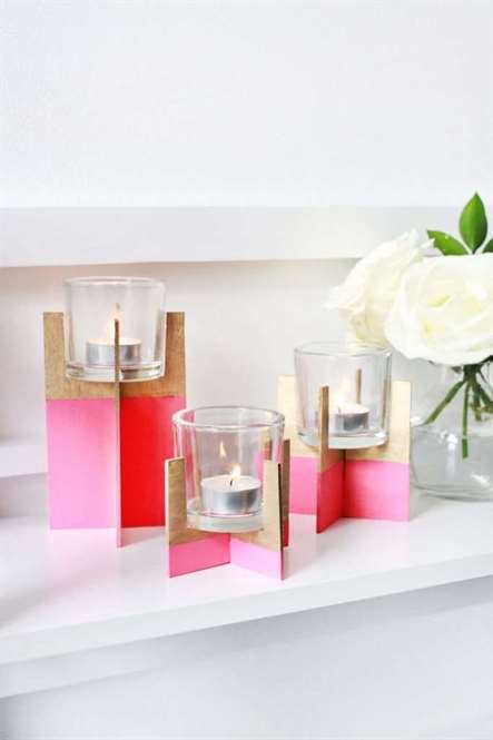 Giá đỡ tealight gỗ balsa nhúng sơn