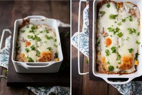 Bí đỏ nướng và lasagna phô mai xanh hun khói