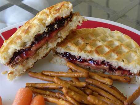 Pb & j waffle sandwich