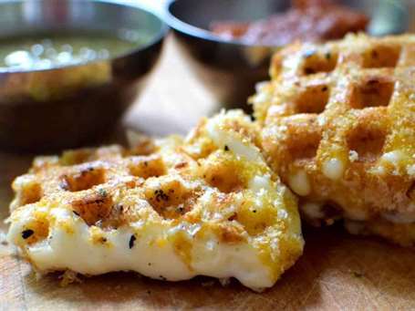 Waffled queso frito