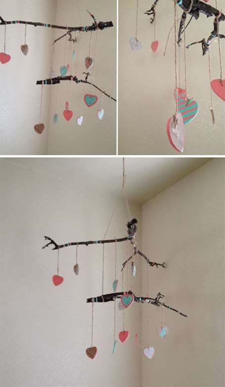 DIY Baby Twig Heart Mobile