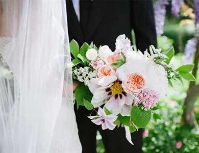 Peach and Grey Farm Wedding