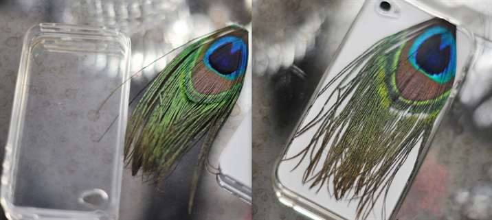 Vỏ điện thoại DIy Peacock Feather