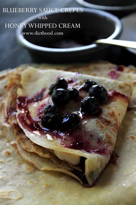 Nước sốt việt quất crepes mật ong đánh kem ăn kiêng