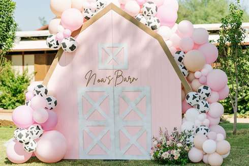 Phông nền Pink Barn từ Barnyard Bash của Nobita trên Ý tưởng Bữa tiệc của Kara |  KarasPartyIdeas.com