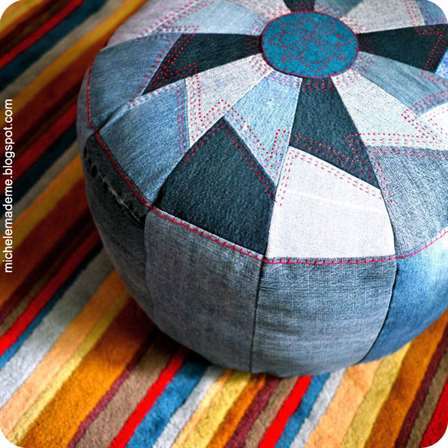 DIY Denim Pouf