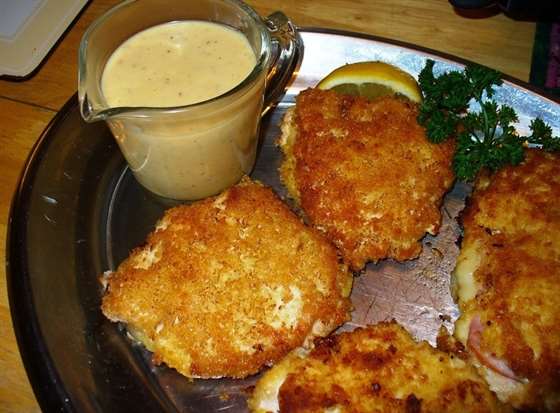 Chicken cordon bleu, schnitzel style