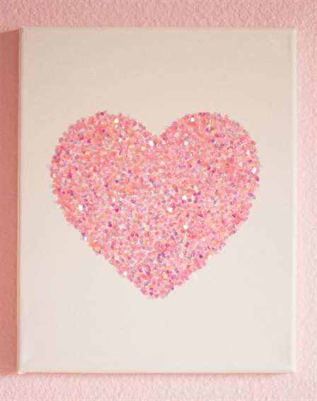 Pink Heart Glitter Wall Art