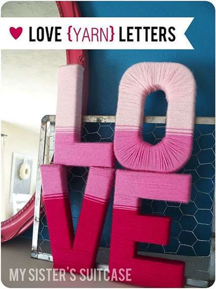 Ombre Yarn Letters - Ý tưởng trang trí ngày lễ tình nhân tại nhà