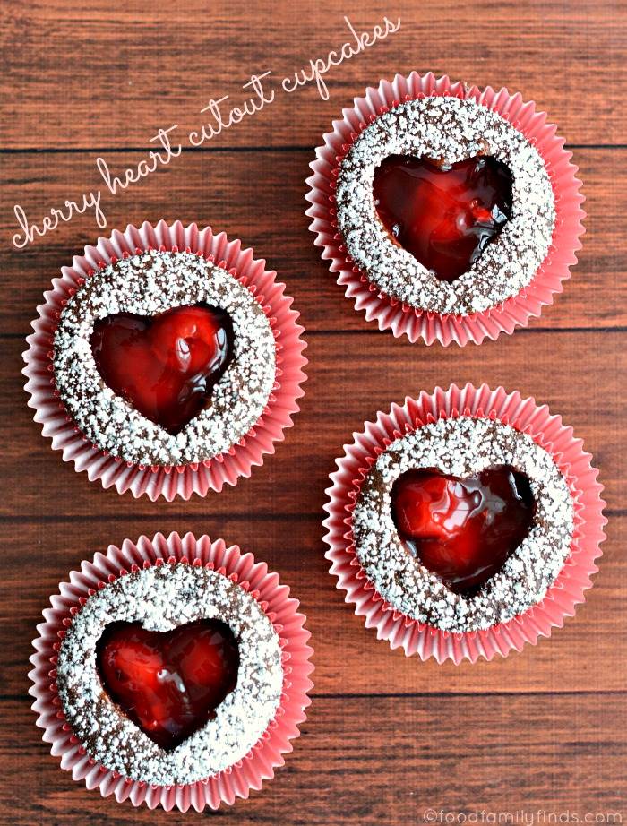 Cherry Heart Cutout Cupcakes - Món ăn cho Ngày lễ tình nhân