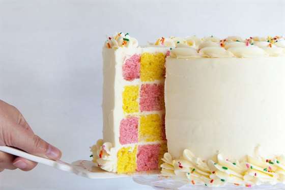 pink and yellow checkerboard cake recipe.jpg