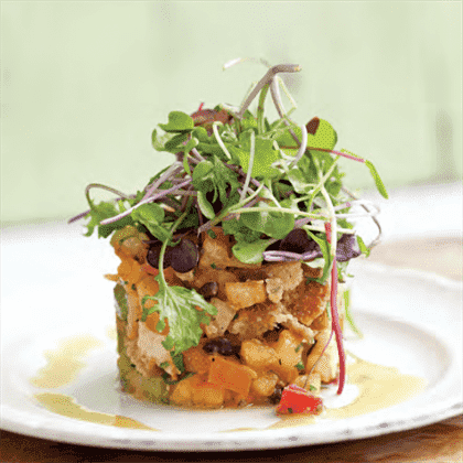 Tartare cà chua và rau vinaigrette hẹ tây