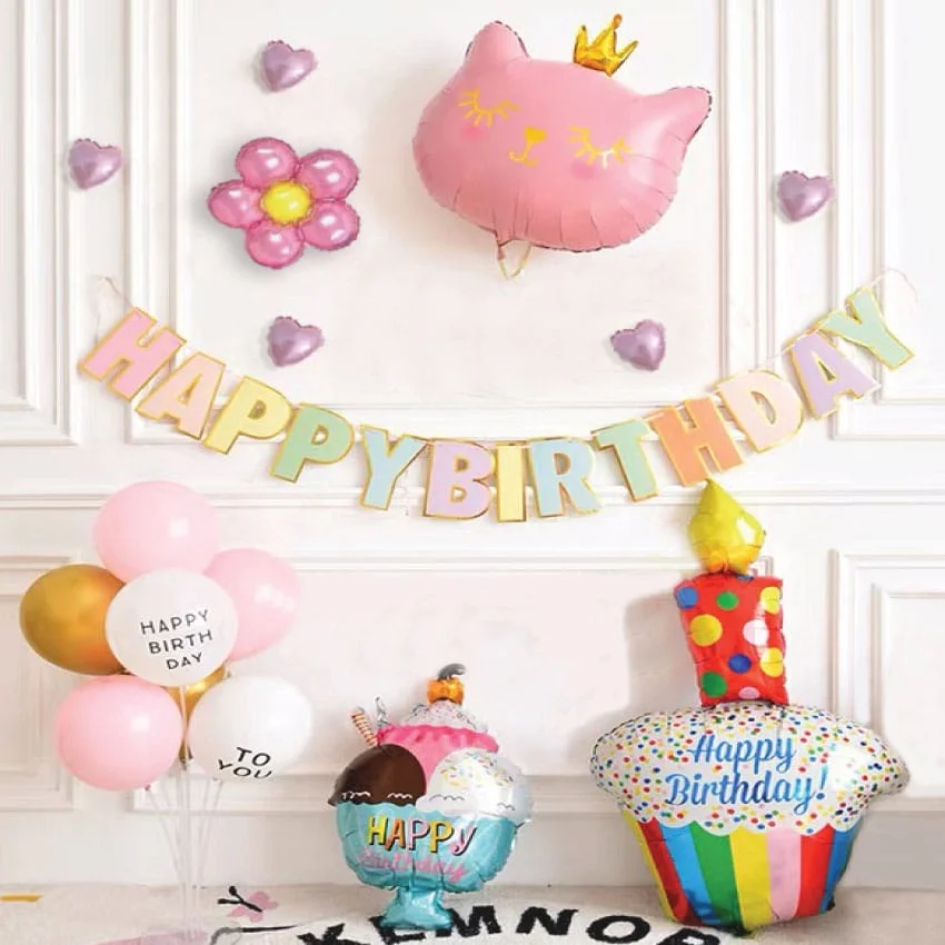 Set bóng sinh nhật ngọt ngào dễ thương cho bé gái Set bong sinh nhat ngot ngao de thuong cho be gai 1