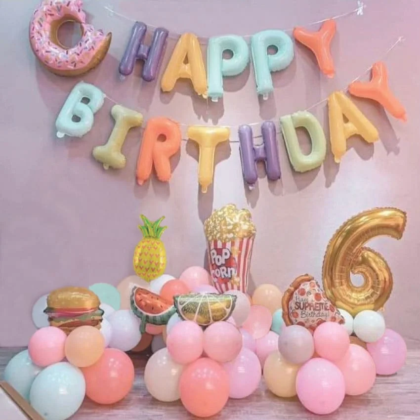 Set bong trang tri sinh nhat chu de tiec ngot Set bong trang tri sinh nhat chu de tiec ngot