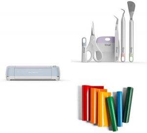 Cricut explore air 2, màu xanh lam với bộ lấy mẫu vinyl và bộ công cụ cơ bản