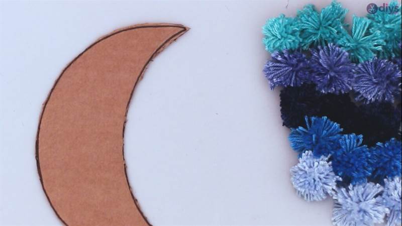 Pompom moon wall art tự làm (27)