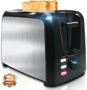 Ylluffa steel cool touch 2 slice toaster
