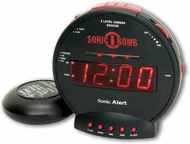 Đồng hồ báo thức bom Sonic với máy lắc giường