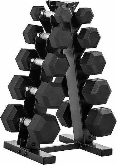 Cap barbell 150 pound dumbbell set with rack