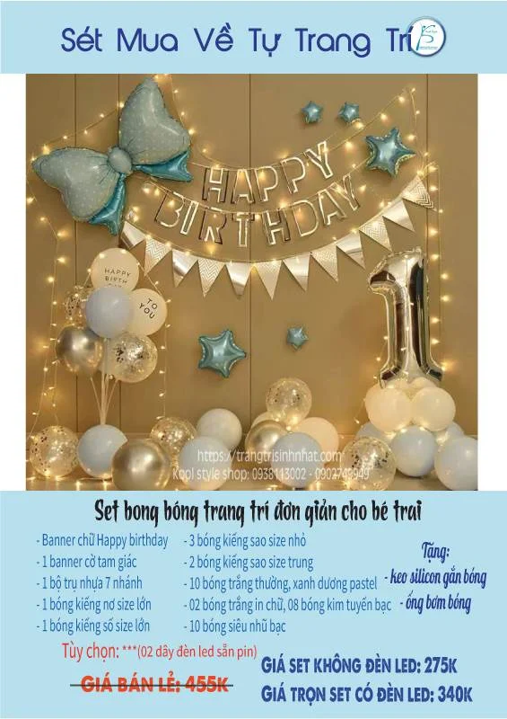 set bong trang tri don gian cho be trai