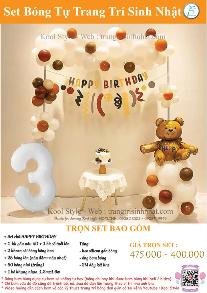 set bong trang tri sinh nhat gau nau kem khung set bong trang tri sinh nhat gau nau kem khung
