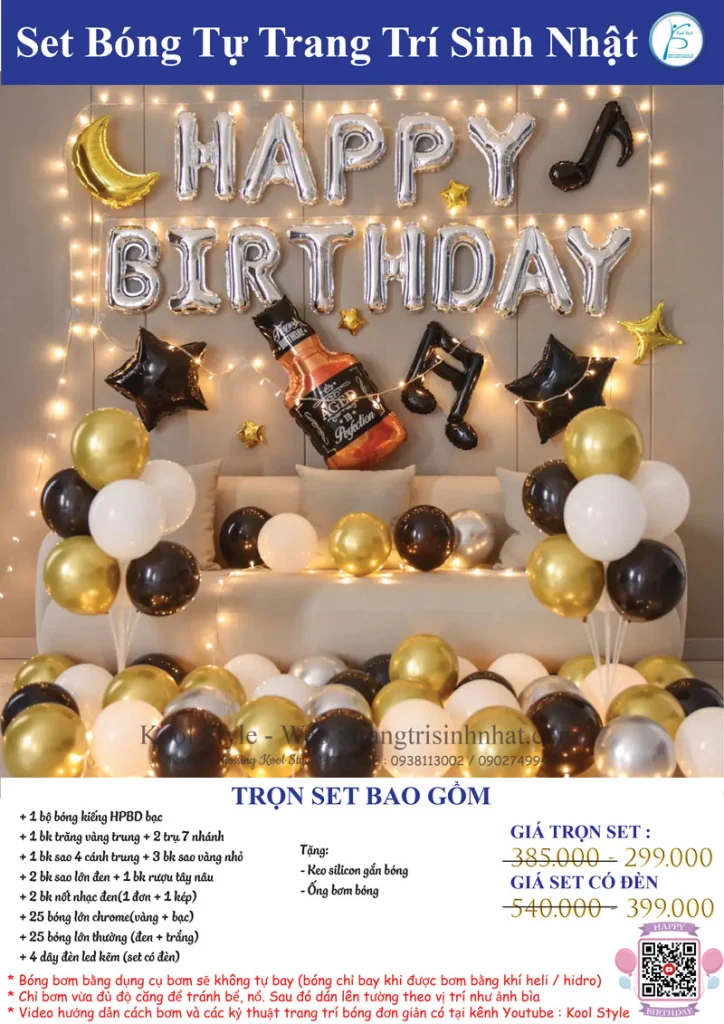 cach trang tri set bong sinh nhat cho nam tone vang den cach trang tri set bong sinh nhat cho nam tone vang den