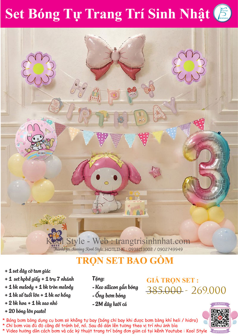 schi tiet set bong trang tri sinh nhat be thich nhan vat mymelody