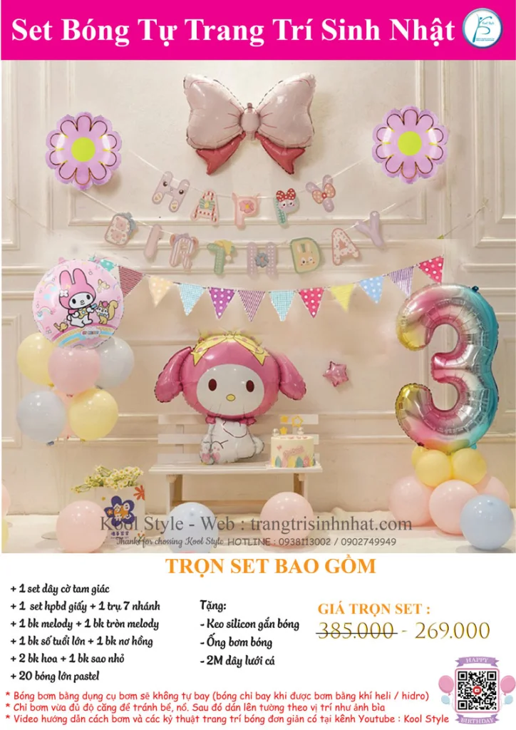 schi tiet set bong trang tri sinh nhat be thich nhan vat mymelody