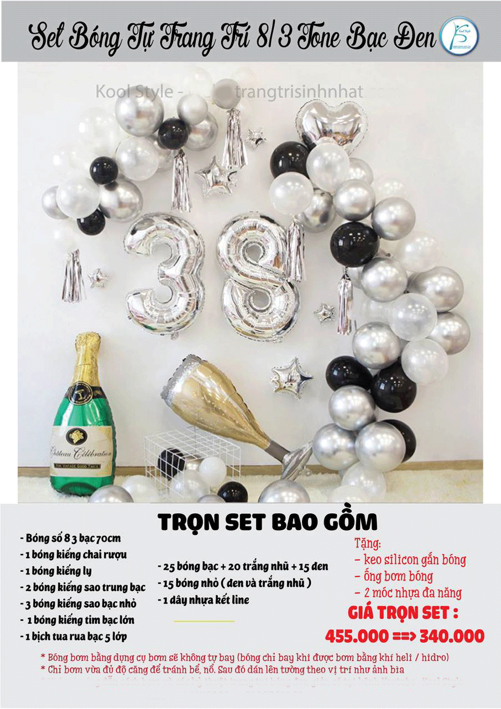 set bong 8 3 tu trang tri